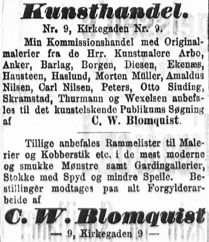 Blomqvist-annonse i Aftenposten 17. september 1878