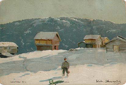 Postkort med bilde av Ludvig Skramstad